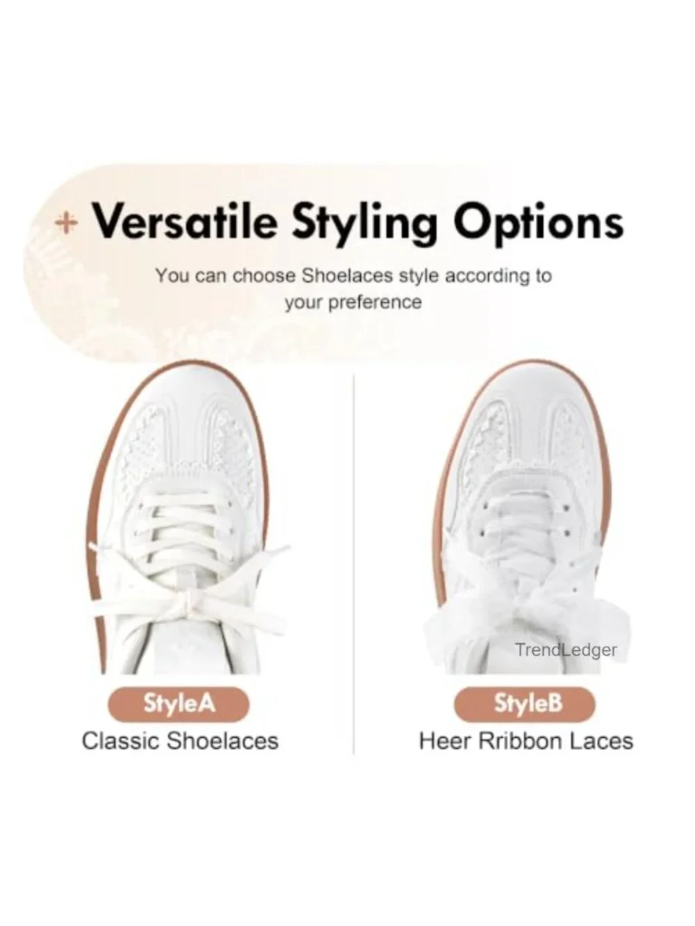 Faux Leather Lace-Up Sneakers with Arch Support for Tennis and Walking